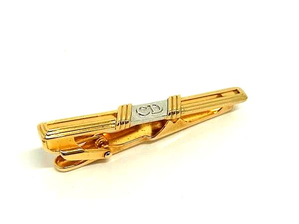 ■美品■ ChristianDior ディオール ヴィンテージ ネクタイピン タイクリップ アクセサリー ビジネス 紳士 メンズ ゴールド系 DN0269