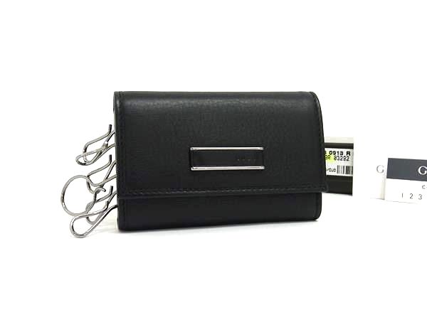 グッチ キーケース ■新品同様■ GUCCI グッチ 92749 レザー 6連 キーケース 鍵入れ メンズ レディース ブラック系 FQ1393