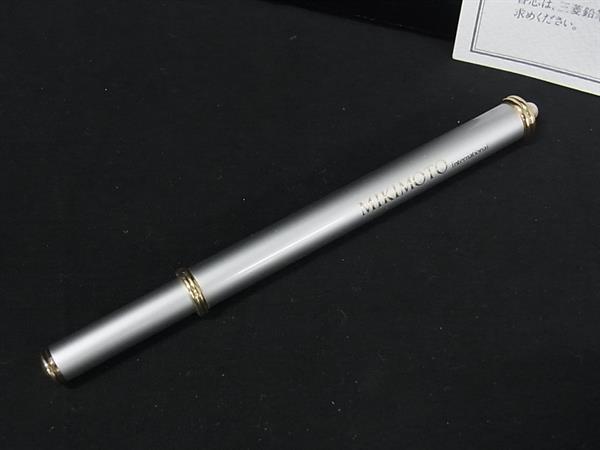 ■極美品■ MIKIMOTO ミキモト 本真珠 アコヤ真珠 パール 約4mm キャップ式 ボールペン 文房具 筆記用具 シルバー系 DJ1473