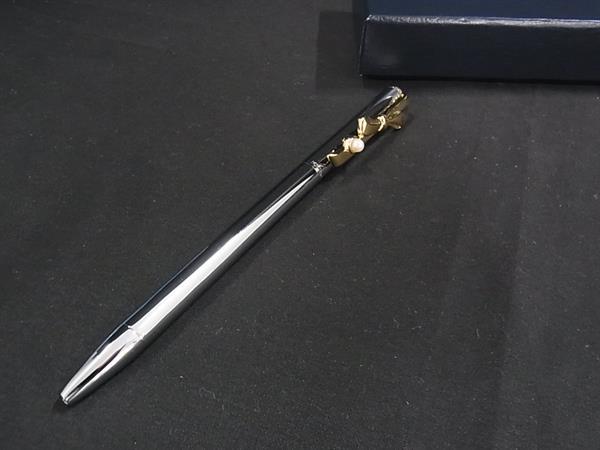 ■新品■未使用■MIKIMOTO ミキモト 本真珠 アコヤ真珠 パール 約3mm ツイスト式 ボールペン 筆記用具 文房具 シルバー系 DJ1785