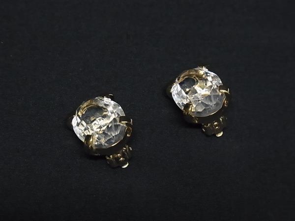 ■美品■ NINA RICCI ニナリッチ クリップ式 イヤリング アクセサリー レディース ゴールド系×クリア DK4262