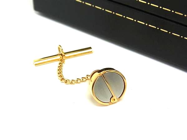 ■美品■ dunhill ダンヒル ネクタイピン タイチェーン アクセサリー ビジネス 紳士 メンズ ゴールド系×シルバー系 DK4481