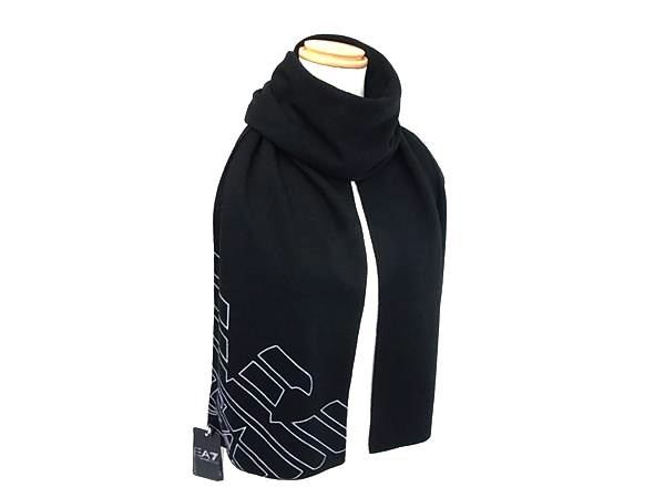 樂天商城 - ■新品■未使用■ EMPORIO ARMANI エンポリオアルマーニ EA7 アクリル100％ マフラー ストール 防寒具 メンズ ブラック系 FX1818