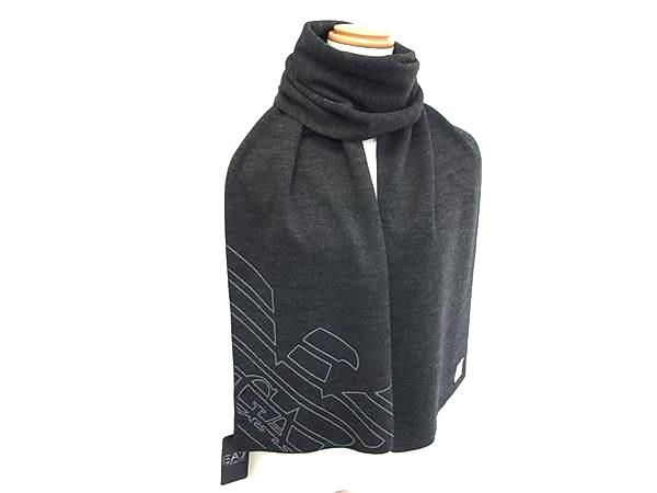 Cashmere - ■新品■未使用■ EMPORIO ARMANI エンポリオアルマーニ EA7 アクリル100％ マフラー ストール 防寒具 メンズ ダークグレー系 FX1820