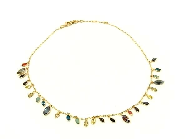 樂天商城 - ■美品■ SWAROVSKI スワロフスキー マーキス型 ラインストーン ネックレス アクセサリー ゴールド系×マルチカラー BS3685