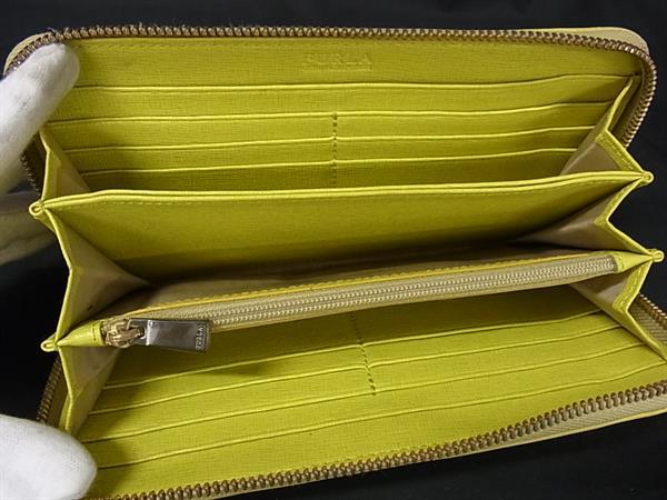 FURLA フルラ レザー ラウンドファスナー 長財布 ウォレット 小銭入れ 札入れ レディース イエロー系 DH1031