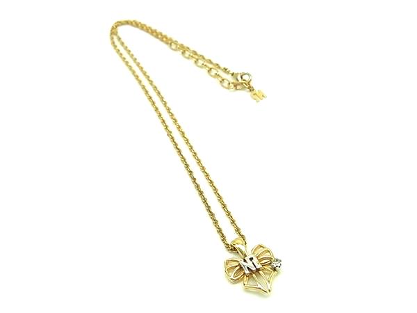 SWAROVSKI - NINA RICCI ニナリッチ ラインストーン リボンモチーフ ネックレス ペンダント アクセサリー レディース ゴールド系 DJ4702