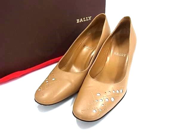 ■美品■ BALLY バリー レザー ヒール パンプス表記サイズ 36 1/2 (約23.5cm) 靴 シューズ レディース ブラウン系 DK0556