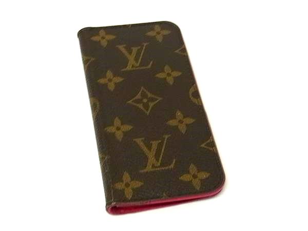 LOUIS VUITTON ルイヴィトン M61906 モノグラム フォリオ iPhone 7/8/SE(第2世代) 対応 手帳型 スマホケース ブラウン系 FR9868