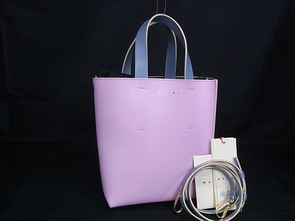 乐天商城 - ■新品同様■ MARNI マルニ ミュゼオ ミニ レザー 2WAY クロスボディ ハンドバッグ ショルダー トート ピンク系×オレンジ系 FT7555
