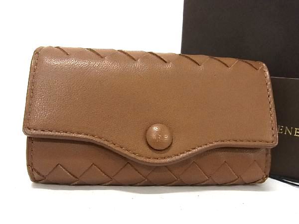 ■新品同様■ BOTTEGA VENETA ボッテガヴェネタ イントレチャート レザー 5連 キーケース 鍵入れ メンズ レディース ブラウン系 AN9443