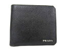 プラダ 財布（メンズ） ■極美品■ PRADA プラダ サフィアーノレザー 二つ折り 財布 ウォレット 小銭入れ 札入れ メンズ ブラック系 BF2241