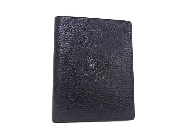 ■新品同様■ VERSACE ヴェルサーチ メデューサ レザー 二つ折り 財布 ウォレット 札入れ カード入れ メンズ ブラック系 BT3302