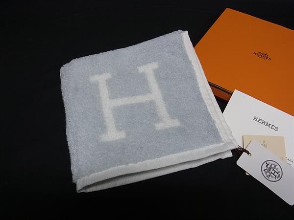 樂天商城 - ■新品■未使用■ HERMES エルメス アヴァロン カレタオル コットン100％ ハンドタオル タオルハンカチ ライトブルー系 HA3928