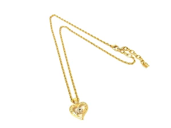 乐天商城 - ■美品■ NINA RICCI ニナリッチ ロゴモチーフ ハート ラインストーン ネックレス ペンダント アクセサリー ゴールド系 DG9110