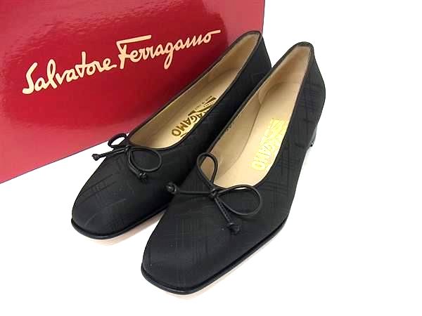 Salvatore Ferragamo フェラガモ ナイロン ヒール パンプス サイズ 6 靴 シューズ レディース ブラック系 DG9435