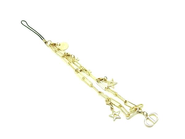 ■新品同様■ DIOR ディオール CDロゴ スター チェーン ストラップ キーホルダー チャーム レディース ゴ..