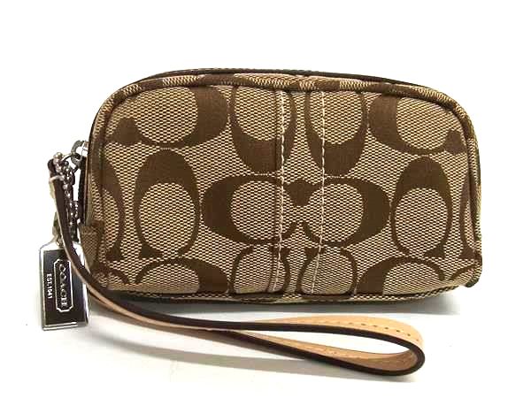 樂天商城 - ■美品■ COACH コーチ シグネチャー キャンバス×レザー ミニ マルチポーチ マルチケース 小物入れ ブラウン系 DM2655