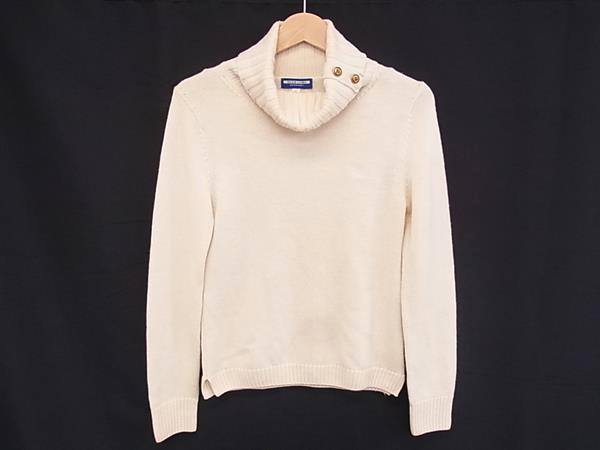 ■美品■ BURBERRY バーバリーブルーレーベル ウール100％ 長袖 ハイネック セーター サイズ 38 洋服 レディース アイボリー系 DM3257