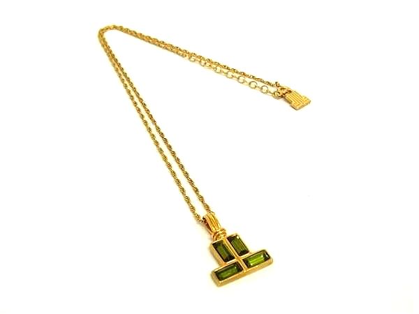 ■美品■ LANVIN ランバン カラーストーン ネックレス ペンダント アクセサリー レディース ゴールド系 DP9623