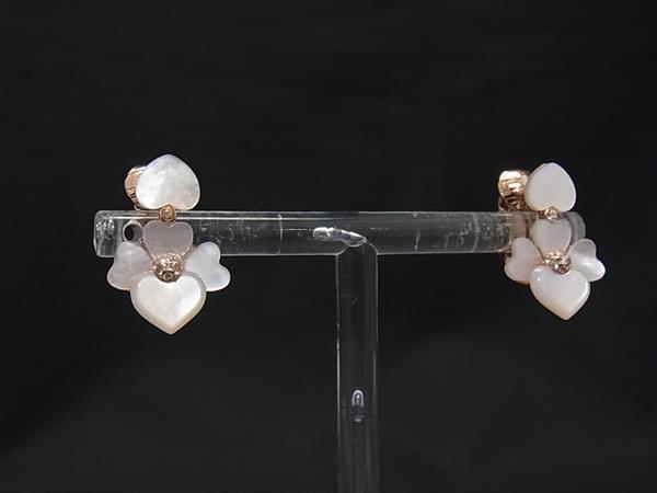 ■極美品■ kate spade ケイトスペード ハート シェル ラインストーン クリップ式 イヤリング アクセサリー ピンクゴールド系 DP9625