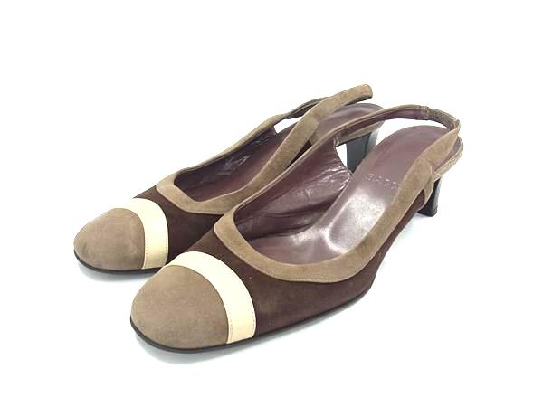■美品■ BALLY バリー スエード×レザー ヒール サンダル 表記サイズ36 (約23.0cm) 靴 シューズ レディース ブラウン系 DG5015
