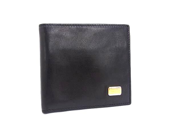 B, C, D, G, J, L, S, T, Z - BALLY バリー レザー 二つ折り 財布 ウォレット 札入れ 小銭入れ カード入れ メンズ ブラック系 DG6198