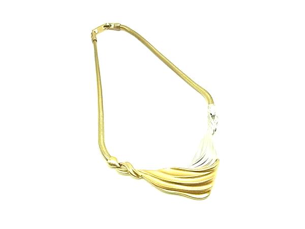 ■美品■ MONET モネ チョーカー ネックレス ペンダント アクセサリー メンズ レディース ゴールド系×シルバー系 DJ4569