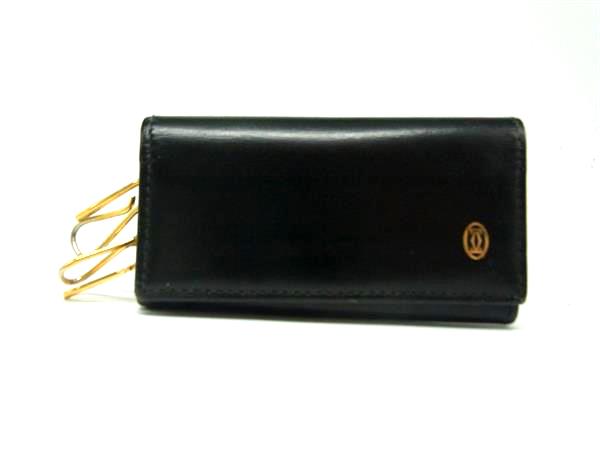 ■美品■ Cartier カルティエ レザー 4連キーケース 鍵入れ メンズ レディース ブラック系 DM2855