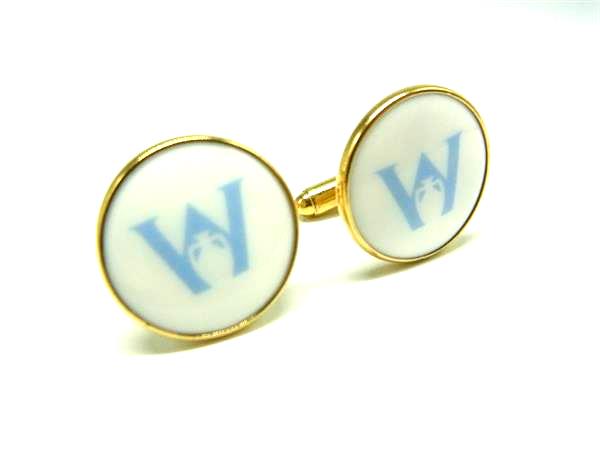 ■美品■ WEDGWOOD ウェッジウッド カフスボタン カフリンクス アクセサリー メンズ ゴールド系×ホワイト系 DM2997
