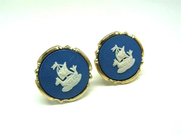 WEDGWOOD ウェッジウッド ジャスパー カフスボタン カフリンクス アクセサリー 紳士 ビジネス メンズ ゴールド系×ブルー系 DM3011