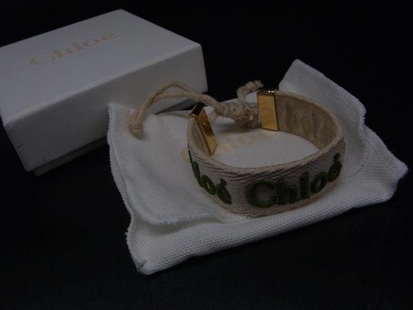 Chloe クロエ キャンバス ブレスレット アクセサリー レディース アイボリー系×グリーン系 DM3044