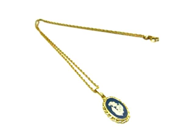 WEDGWOOD ウェッジウッド ジャスパー ネックレス ペンダント アクセサリー レディース ゴールド系×ブルー系 DM3048