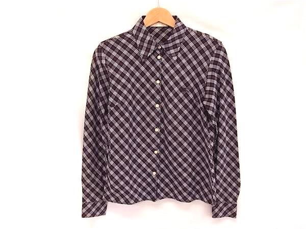 Burberrys バーバリーズ コットン100% チェック柄 長袖 Yシャツ トップス 表記サイズ 8 洋服 レディース メンズ ネイビー系 DM3261