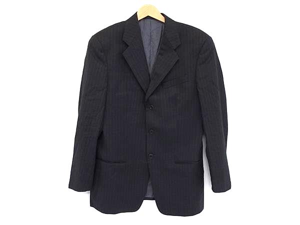 乐天商城 - ARMANI COLLEZIONI アルマーニ コレッツィオーニ ウール100% ストライプ ジャケット アウター 上着 洋服 ダークグレーケイ DM3388
