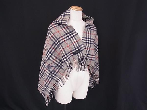 BURBERRY バーバリー ノバチェック コットン100％ フリンジ マフラー ストール 防寒具 メンズ レディース グレー系 DM3561