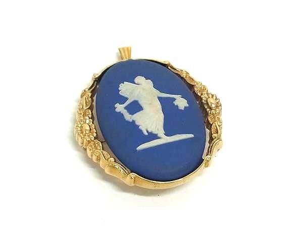 WEDGWOOD ウェッジウッド ジャスパー カメオ ピンブローチ アクセサリー レディース ブルー系×ゴールド系 DM6226
