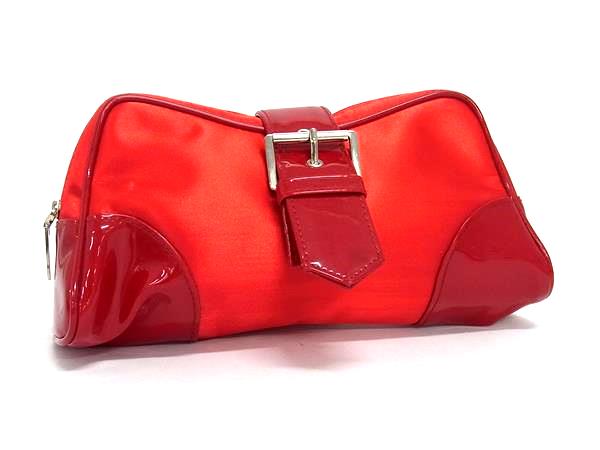 Clothing Accessories (Caps, Ties, Belts) - ■美品■ ChristianDior ディオール ナイロン×パテントレザー ポーチ マルチケース 小物入れ レディース レッド系 DJ7287