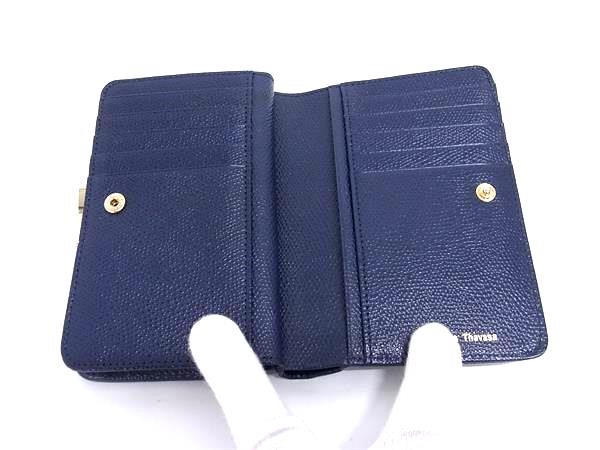 ■美品■ Samantha Thavasa サマンサタバサ キャンバス がま口 二つ折り 財布 ウォレット 札入れ レディース ネイビー系 DJ7305