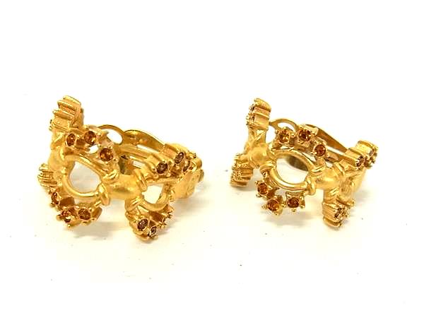 樂天商城 - ■美品■ NINA RICCI ニナリッチ ラインストーン クリップ式 ピアス アクセサリー レディース ゴールド系 DJ8399