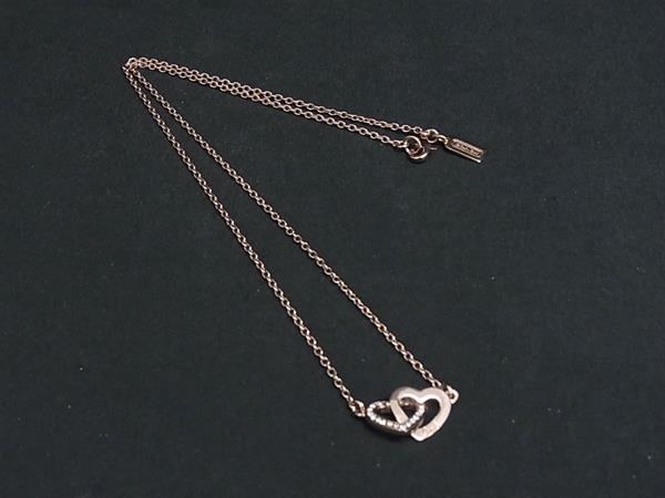 ■美品■ COACH コーチ ラインストーン ネックレス ペンダント アクセサリー レディース ピンクゴールド系 DM4195