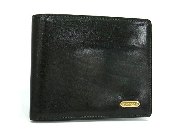 乐天商城 - ■美品■ pierre cardin ピエールカルダン レザー ウォレット 二つ折り 財布 札入れ カード入れ グリーン系 DM4708