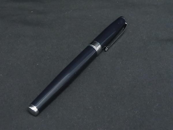 ■美品■ Aquascutum アクアスキュータム サライ 万年筆 筆記用具 文房具 ステーショナリー ダークネイビー系×シルバー系 DM5268