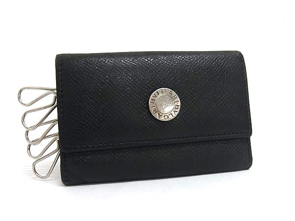 BVLGARI ブルガリブルガリ レザー 6連 キーケース 鍵入れ メンズ レディース ブラック系 DN0767