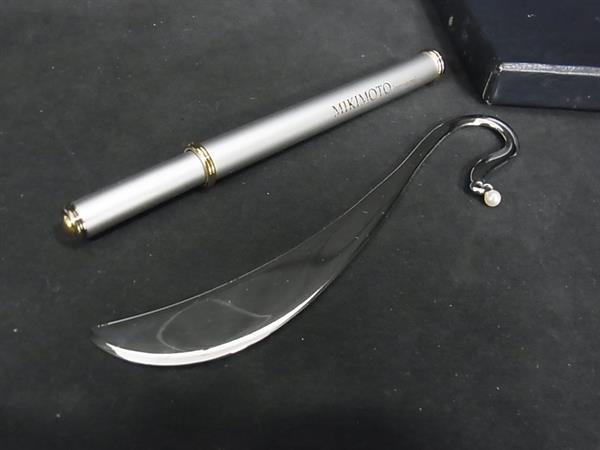 ■美品■ MIKIMOTO ミキモト 本真珠 アコヤ真珠 パール 約4mm ボールペン ブックマーク 文房具 ステーシ..
