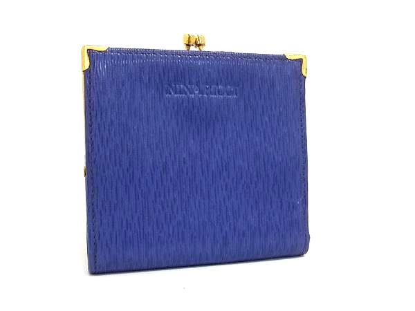 樂天商城 - ■美品■ NINA RICCI ニナリッチ レザー 二つ折り がま口 財布 ウォレット 札入れ 小銭入れ レディース パープル系 DH8776