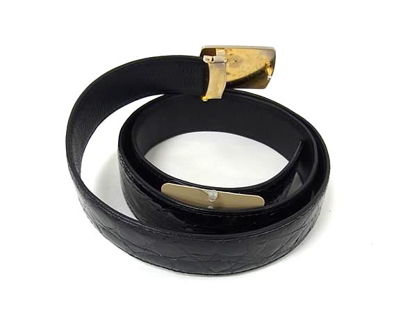 ■美品■ NANKAI ナンカイ クロコダイル型押しレザー シルバー金具 ベルト メンズ レ...