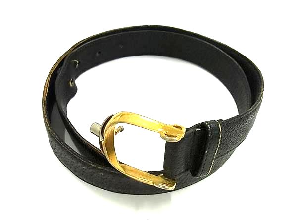 Other - GUCCI グッチ オールドグッチ ヴィンテージ レザー ゴールド金具 ベルト ビジネス 紳士 メンズ ブラック系 DK8479
