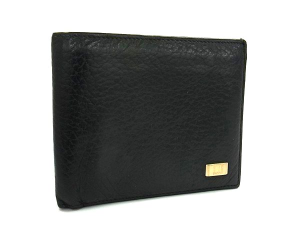 dunhill ダンヒル コンノート レザー 二つ折り 財布 ウォレット 札入れ カード入れ メンズ レディース ブラック系 DM5457