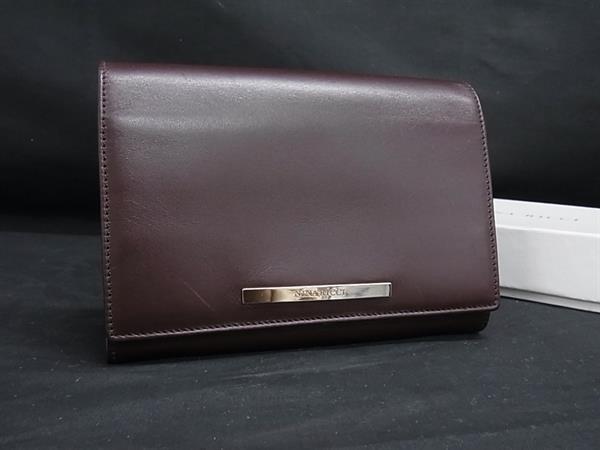 ■美品■ NINA RICCI ニナリッチ レザー 二つ折り 財布 ウォレット 小銭入れ カード入れ レディース ダークブラウン系 DM5476